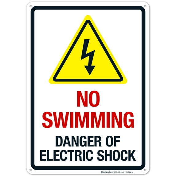 No Swimming Danger Of Electric Shock Sign,