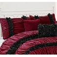 thumbnail image 2 of 7 Piece Caralina Chic Ruched Pleated Ruffled Clearance bedding Comforter Set Fade Resistant, Wrinkle Free, No Ironing Necessary, Super Soft, All Sizes Burgundy Queen size, 2 of 4