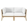 thumbnail image 2 of Modway Clearwater Teak Wood Fabric Outdoor Loveseat in Gray/White, 2 of 5