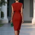 thumbnail image 6 of Women's Summer Satin Dress 2026 Elegant Sleeveless Dress Formal Wedding Guest Dresses Cocktail Party Midi Dresses,Red M, 6 of 6