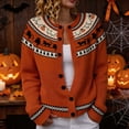thumbnail image 3 of JIAYUE Women's Halloween Cardigan Crew Neck Pumpkin Pattern Fair Isle Knit Sweater Button Long Sleeve Outerwear for Activity Wear, 3 of 5