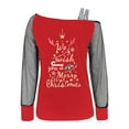 thumbnail image 4 of Funny christmas shirts Off Shoulder long sleeve shirts for women Elegant Lace Blouse Casual Loose Fit Top For Daily Wear And Comfortable Outfits With Fashionable Design And Soft Breathable Fabric, 4 of 4