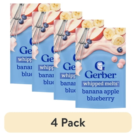 (4 pack) Gerber Stage 3 Baby Snacks, Banana Apple Blueberry Whipped Melts