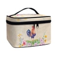 thumbnail image 2 of HELLHERO (8.86"x6.5"x5.9") Large Makeup Organizer Polyester Travel Makeup Bag with Brush Compartment Portable Hanging Organizer Durable(Rooster Floral Pattern), 2 of 6