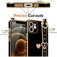 thumbnail image 5 of for iPhone 12 Case Cute Love-Heart Plating Wristband Phone Cover for Women Girls Bling Soft Silicone Camera Lens Protection Bumper Shockproof Wrist Phone Case for iPhone 12 (6.1'') - Black, 5 of 7