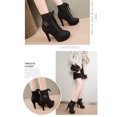 thumbnail image 5 of hopeusnice Womens Ankle High Heel Boots Platform Wedges Chunky High Heels for Women Lace Up Ankle Booties Winter Shoes Black 37, 5 of 9