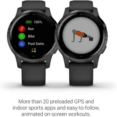 Garmin vívoactive® 4 Silver Stainless Steel Bezel with Shadow Gray Case and Silicone Band