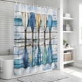 thumbnail image 5 of Lake Paddle Striped Shower Curtain Set - 48" x 72" Washable Bathtub Curtain with 12 Hooks, Watercolor Vintage Wood Grain Waterproof Fabric Stall Shower Curtains for Bathroom/Bathtub Décor, 5 of 6