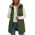 thumbnail image 2 of Women's Warm Mid-Length Puffer Vests,Full Zip Sleeveless Hooded Casual Layering Winter Outerwear Jacket with Side Pocket, 2 of 7