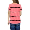 thumbnail image 2 of Stripe Print Kids Short Sleeve Summer O-Neck Button T-Shirt Children Tops, 2 of 2