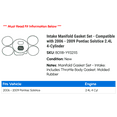 thumbnail image 2 of Intake Manifold Gasket Set - Compatible with 2006 - 2009 Pontiac Solstice 2.4L 4-Cylinder 2007 2008, 2 of 2