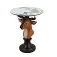 thumbnail image 2 of Deer Head Accent Table Animal Statue End Table with Round Faux Marble Top for Living Room, Home Decor, 2 of 10