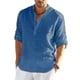 thumbnail image 3 of Camisa de lino de manga larga para hombre, camisa informal de algodón y lino, Top S-5xl, nuevo envío gratis, 3 of 4
