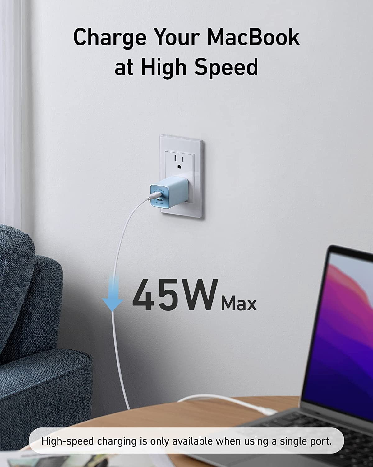 Anker Nano Charger, 47W USB C Charger, 2 Port Compact Foldable  for iPhone 16/15 and More Series