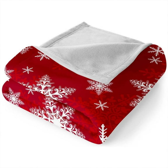 Merry Christmas Throw Blanket Red Xmas Flannel Fleece Throw Blanket Snowflake Super Soft Throw Blankets Cozy Fuzzy Plush Lightweight Festival Holiday Throw Blankets