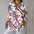 thumbnail image 2 of bamboo linen Independence Day shirts for womens collared Short Sleeve tee shirts USA Flag Star printed tunics blouses Baggy dressy shirts holiday beach party Patriotic clothes 2025, 2 of 5