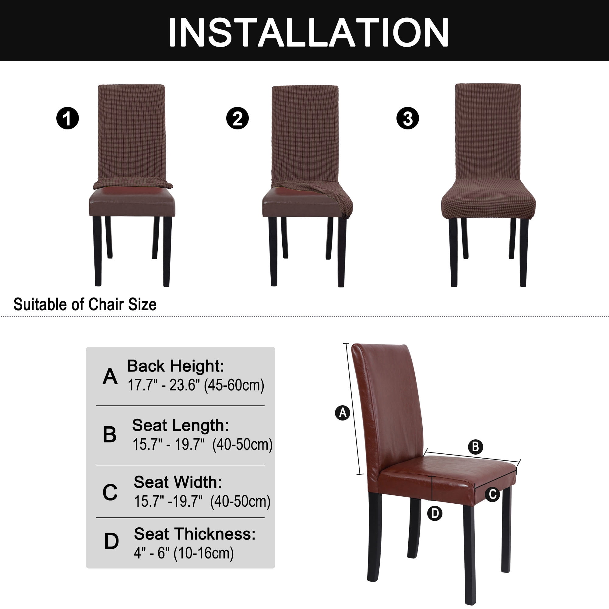 Unique Bargains Knit Spandex Seat Cover for Dining Chair Slipcovers Coffee Color
