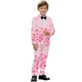thumbnail image 2 of Xoenoiee Pink Heart Love Star Print Boys Outfit for Kids 2 Pieces Formal Suit for Boy Valentine's Day Tuxedo Blazer and Pants for Dinner Winter, Size 9-10 Years, 2 of 7
