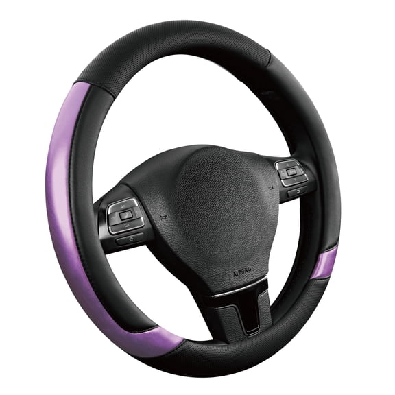 Auto Drive 1Piece Elegant  Black & Purple Punched Steering Wheel Cover - Universal Fit, Breathable Microfiber Leather Car Accessory-Universal Fit,25SWC49