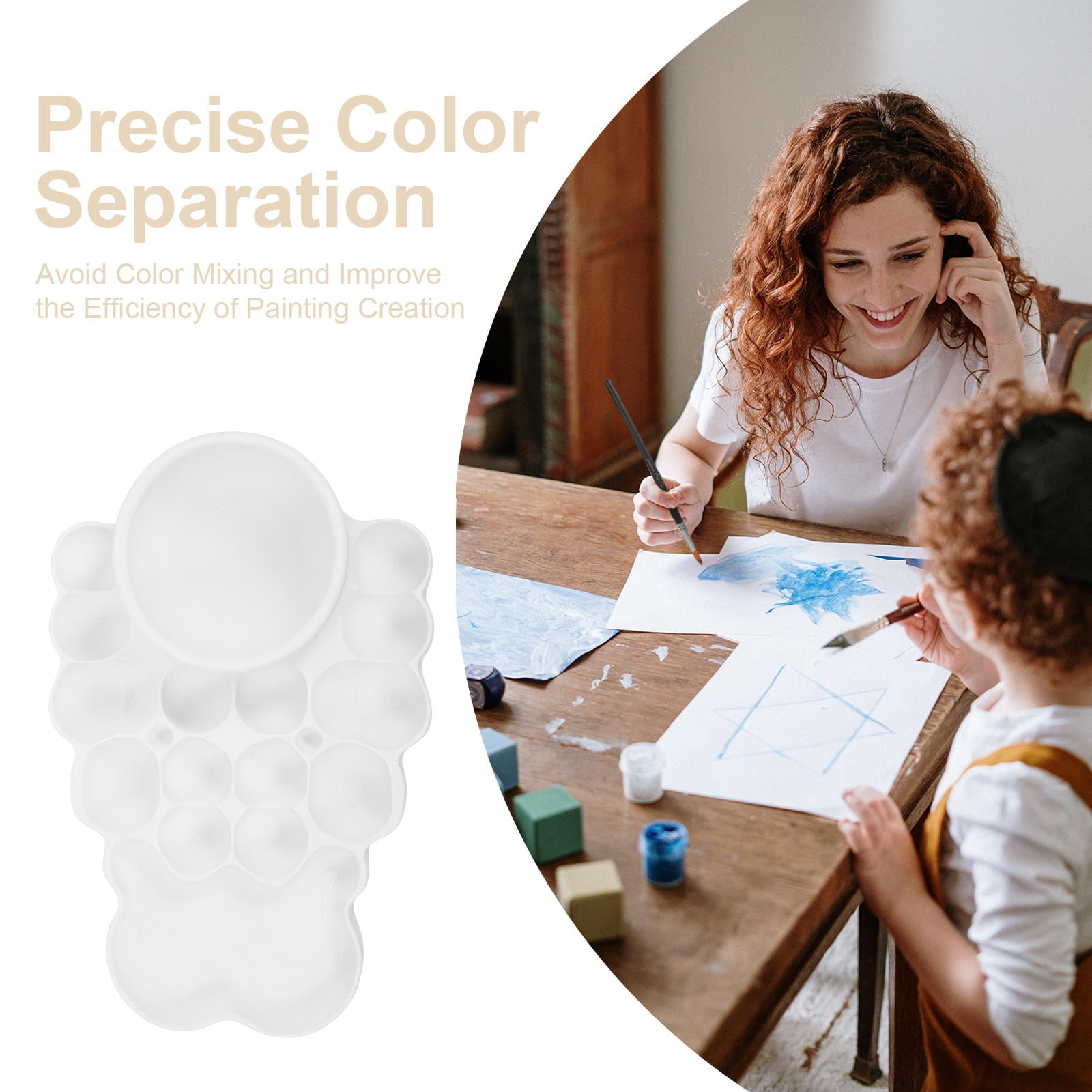 ELAYARD Portable White Plastic Watercolor Palette Tray for Mixing Paints at Home and Art Projects