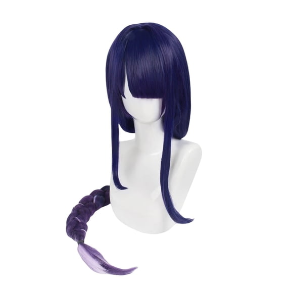JJKcosplay Game Raiden Shogun Cosplay Wig for G-I Purple Gradient Long Braid Bangs Party Halloween Wig
