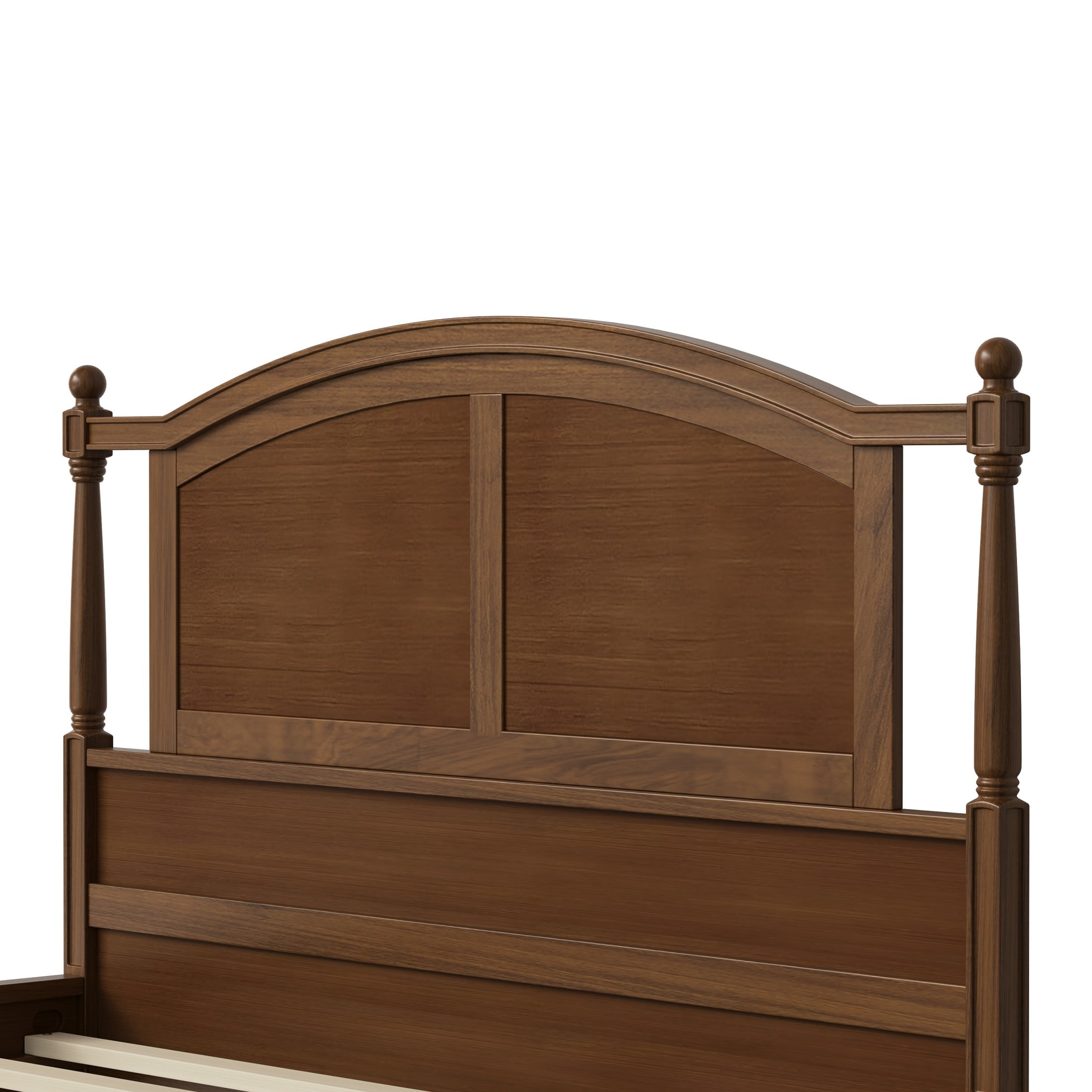 Noble House Norra Traditional Wooden Platform Queen Bed Frame with Arched Headboard, Cottage Panel Bed Frame, Walnut
