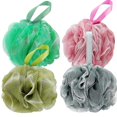 thumbnail image 1 of DadyMart Esponja de lufa para ducha de baño, 2.12 oz, puf de malla de baño, bola de ducha, esponja de baño exfoliante para mujeres y hombres, juego de 4, color negro (lufa-verde militar mediano), 1 of 2