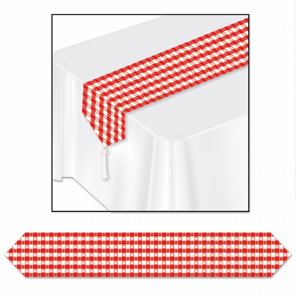 Beistle Company 54938 Printed Gingham Table Runner - Red