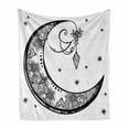 thumbnail image 1 of Tribal Soft Flannel Fleece Throw Blanket, Paisley Floral Moon Crescent Gem Astrology Inspired Design Print, Cozy Plush for Indoor and Outdoor Use, 60" x 80", Black and White, by Ambesonne, 1 of 6