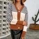 thumbnail image 4 of Puntoco moda mujer Casual cuello pico manga larga otoño suéter cárdigan blusa botón Pullver tops Puntoco Puntoco-6025, 4 of 9