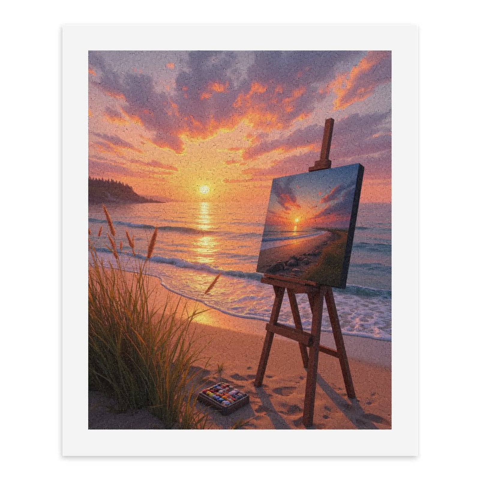 Paint By Numbers Kit for Adults Beginner - DIY Sunset Beach Painting Art Coast Canvas Painting Kits for Adults, Frameless Paint By Number for Adults for Home Wall Decor 16x20 Inch