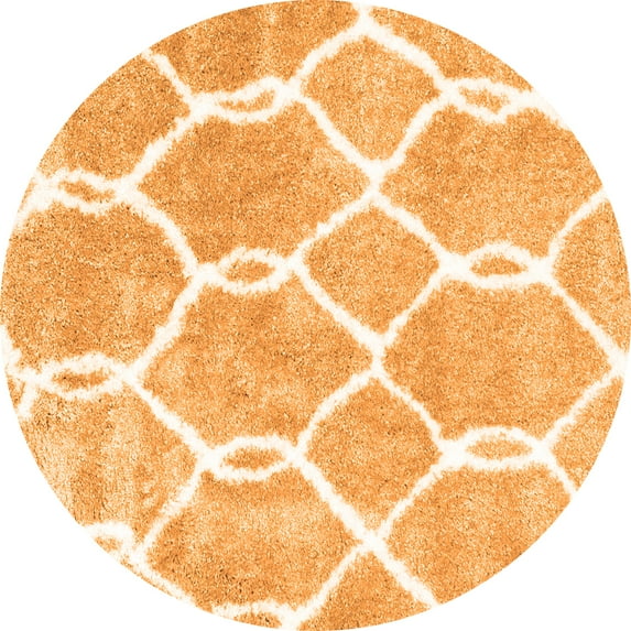 Ahgly Company Indoor Round Trellis Orange Modern Area Rugs, 8' Round