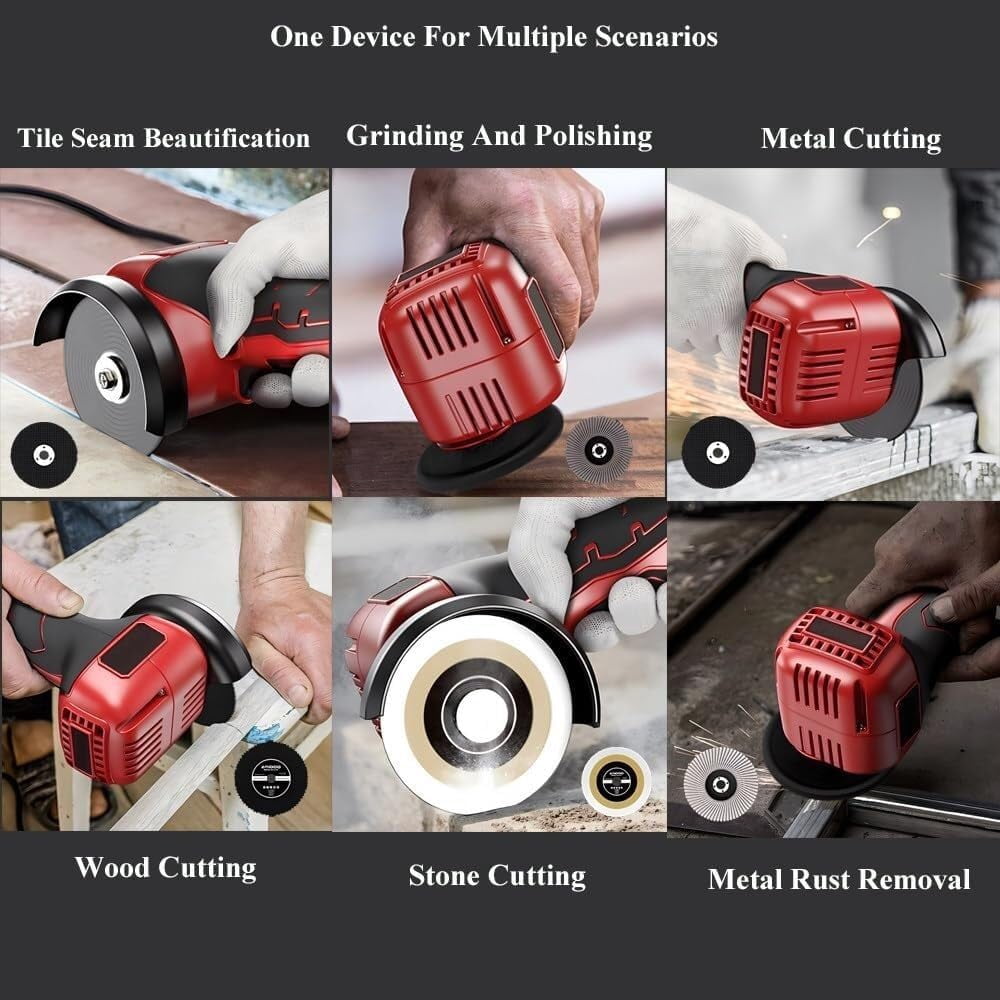Cordless Grinder Handheld Cutter Kit - 28000rpm Mini Electric Angle Grinding Tool with Batteries and 6-Cutting Discs