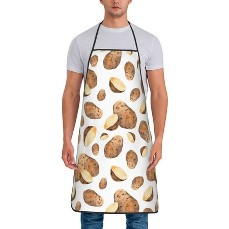 

Chef Aprons for Men and Women - potato pattern Oil-Resistant Bib Aprons for Cooking Waterproof BBQ Grilling Kitchen Aprons Gifts for Women and Men