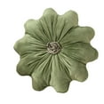 thumbnail image 2 of 17 Inch Floral Round Velvet Pillow Soft Cozy Sunflower Shaped Decorative Cushion for Stylish Living Room Bedroom and Sofa Furniture Accents, Light Green, 2 of 8