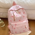 thumbnail image 4 of Bow Print Nylon Backpack, Lightweight Large Capacity Casual Daypack, Multi Pocket Adjustable Shoulder Strap Bookbag for School Daily Travel, 4 of 5