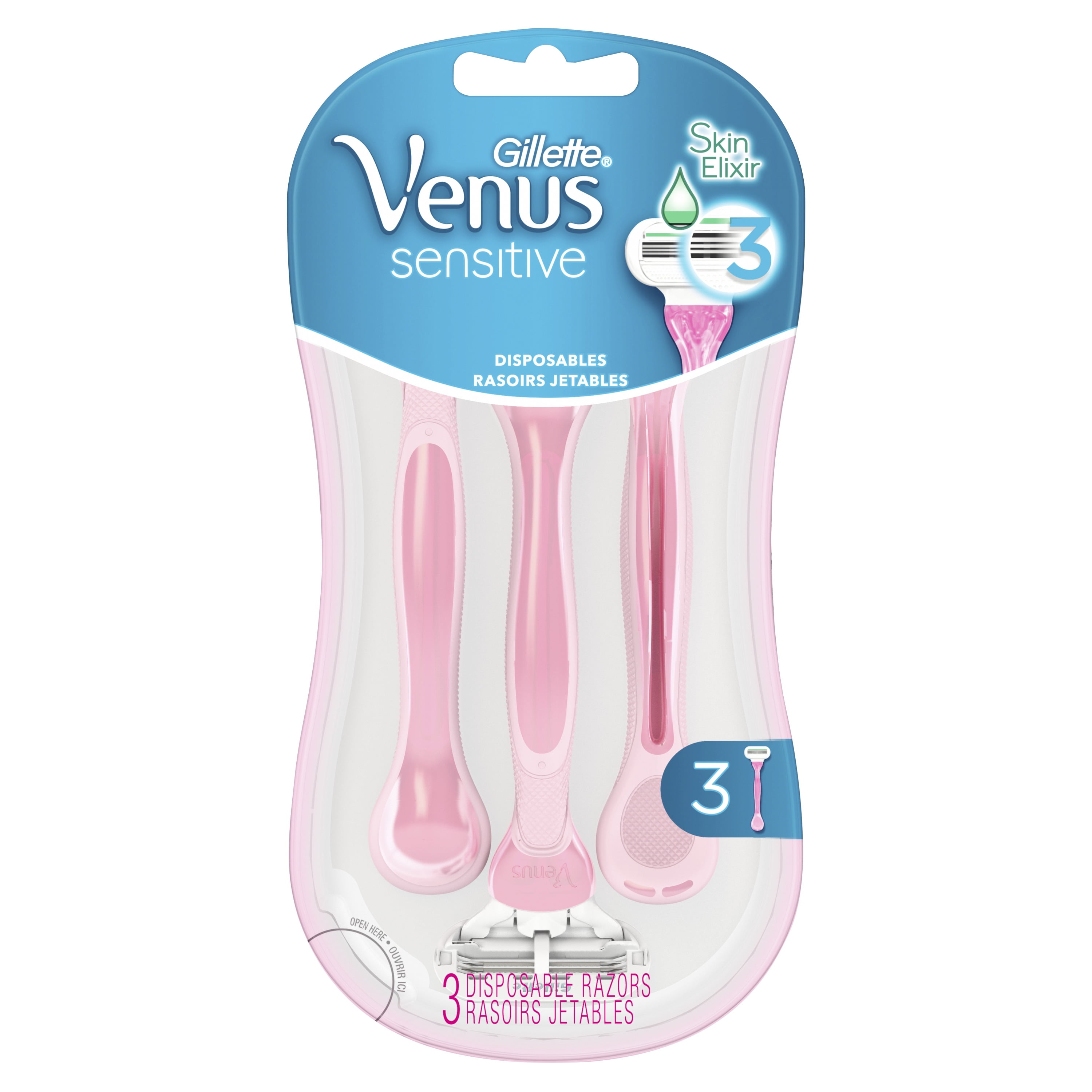 Gillette Venus Sensitive Womens Disposable Razors, 3 ct