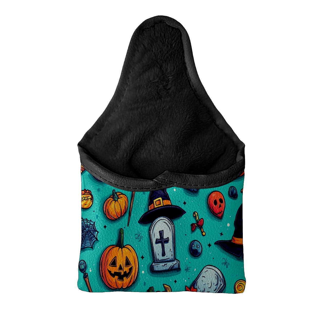 Golf Mallet Putter Cover Premium Leather Waterproof Golf Putter Head Cover with Magnetic Closure Pumpkin Witch Hat