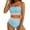 Blue*, variant on Women's Bikini Sets High Waisted Bandeau Strapless 2 Piece Swimwear Ribbed Full Coverage Bathing Suits Trendy Training Swimsuit
