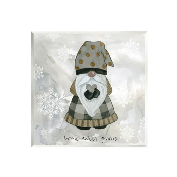 Stupell Industries Home Sweet Gnome Winter Snowflakes Graphic Art Unframed Art Print Wall Art, Design by Livi Finn