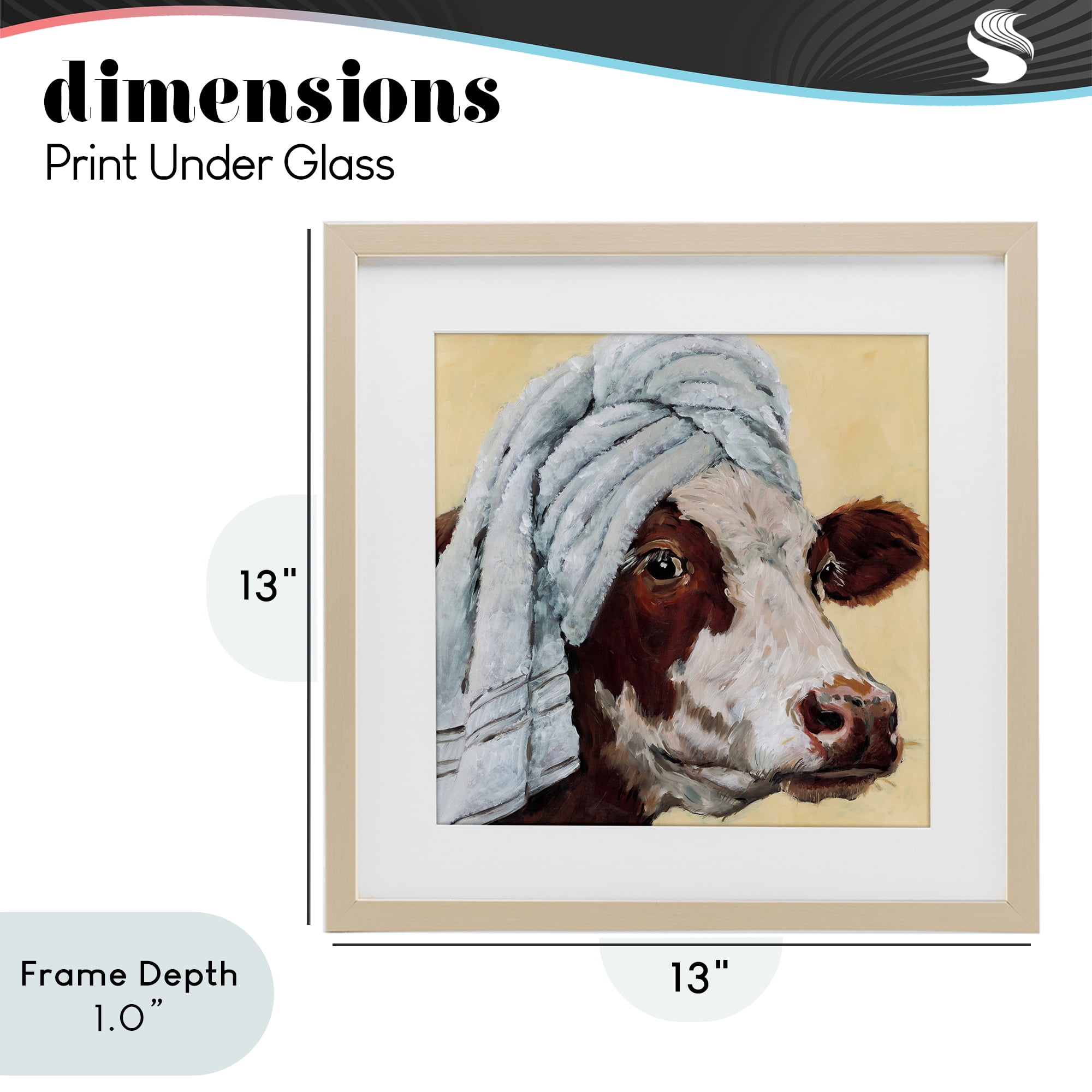 Stupell Industries Cow Spa with Towel Birch Framed Print Under Glass, design by Studio Bautista