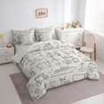thumbnail image 3 of Feelyou Plane Aircraft Print Bedding Comforter Set 7pcs for Kids, Grey Car Train Truck Queen Bedding Sets, Cartoon Vehicle Theme Reversible Queen Sheet Sets, Super Cozy Room Decor, 3 of 8