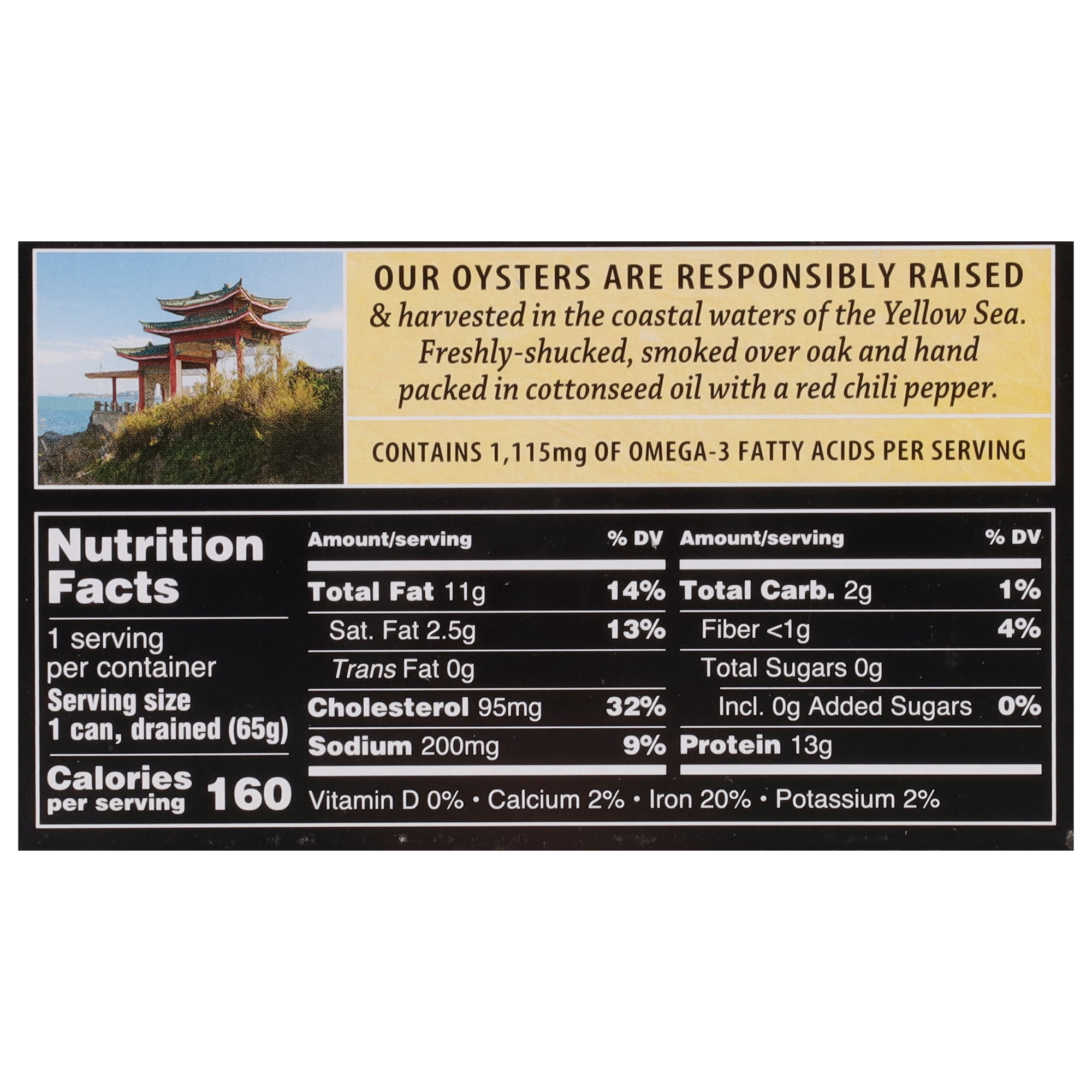 Crown Prince Smoked Oysters with Red Chili Pepper, 3 oz Can