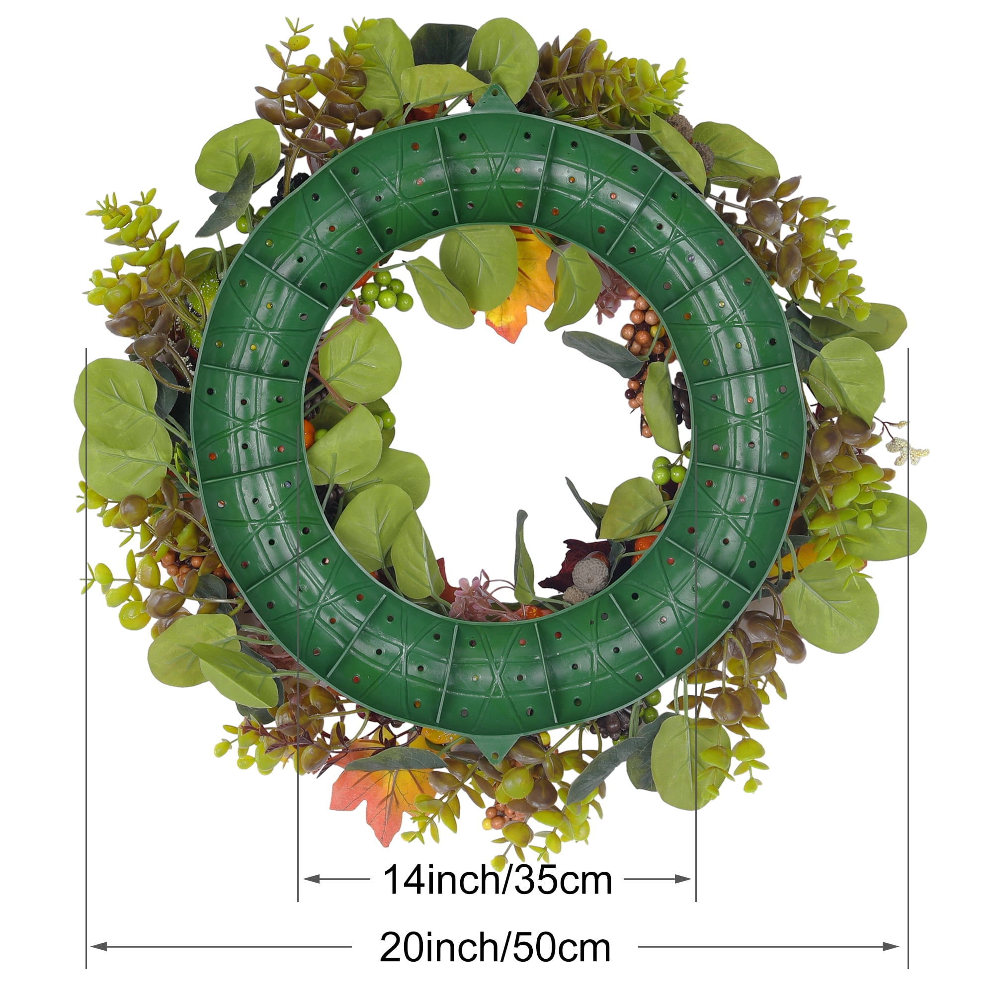 Unique Bargains Halloween Pumpkin Wreath Front Door Decor with Berries Maple Leaves Yellow