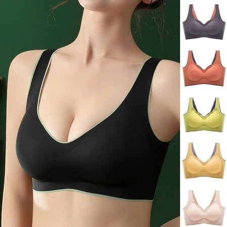 

harmtty Sports Bra No Underwire Seamless Fitness Bra Push Up Yoga Crop Top Bra for Gym Black L