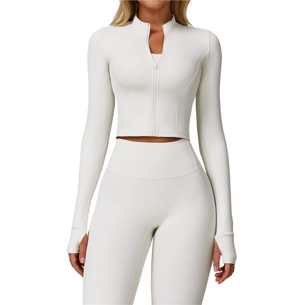 Chaqueta de Yoga for mujer, chaqueta de Yoga deportiva for correr al aire libre con cremallera, chaqueta de manga larga, ropa de Yoga de secado rápido for niñas