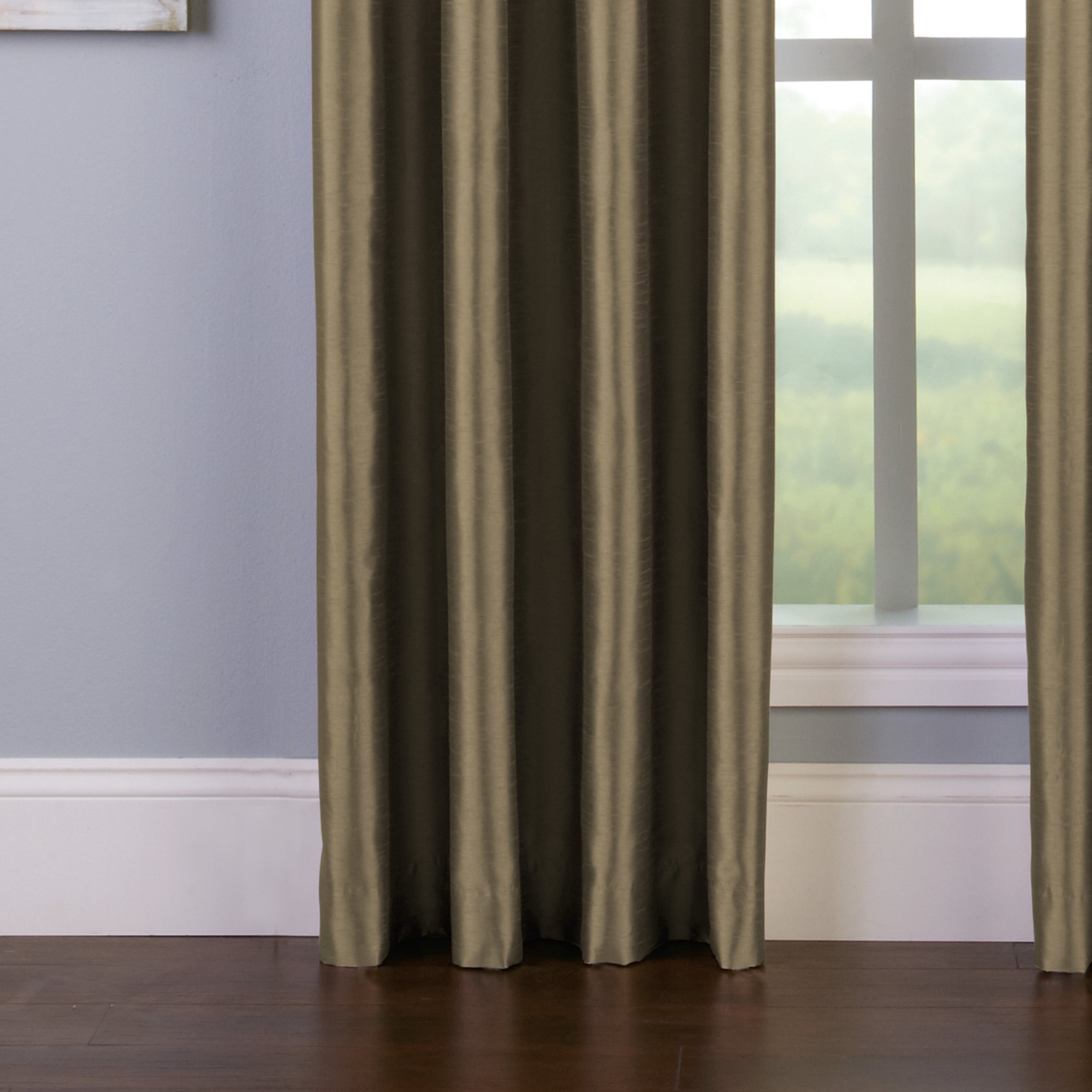 Curtainworks Malta Indoor Polyester Room Darkening Faux Silk Grommet Single Panel , Bronze , 50"x144"