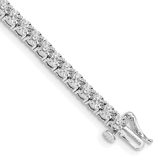 Auriga 14k White Gold Lab Grown Diamond Illusion Setting Bracelet 7inch for Women