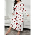 thumbnail image 3 of ValueVibe Plus Size Nightgown for Women Long Sleeve Sleepshirt Crew Neck Full Length Sleepdress with Red Love Print, 1XL, 3 of 4