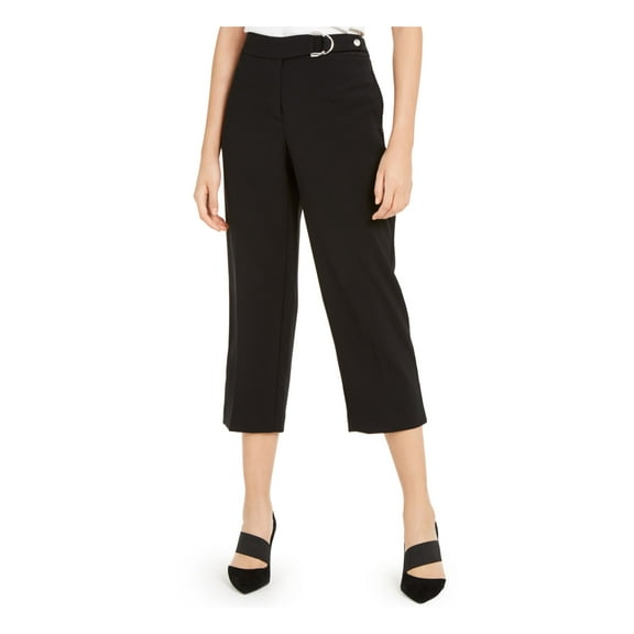 ALFANI Womens Black Belted Pocketed Zippered Capri Pants Size: 14